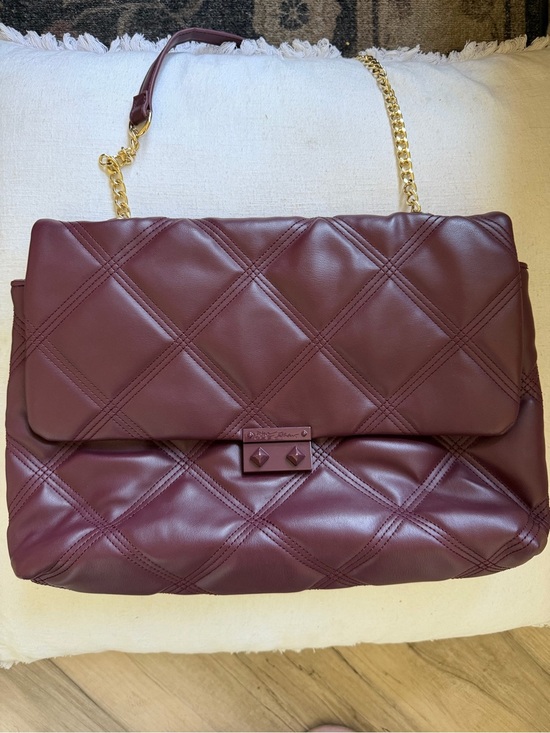 Betsey Johnson Handbags - Betsey Johnson Oxblood Quilted Chain Shoulder Bag Oversized Puffer Purse